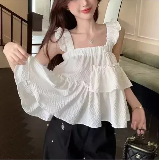 GRL Ruffle 吊帶上衣 3色 [TP358]