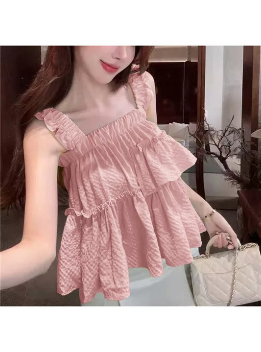 GRL Ruffle 吊帶上衣 3色 [TP358]