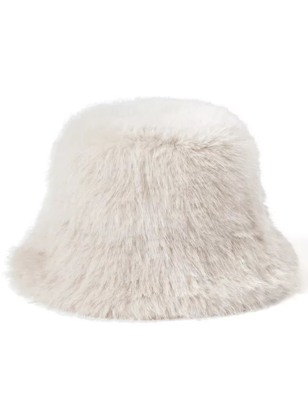 GRL 象牙白毛茸茸桶帽 [HT211]