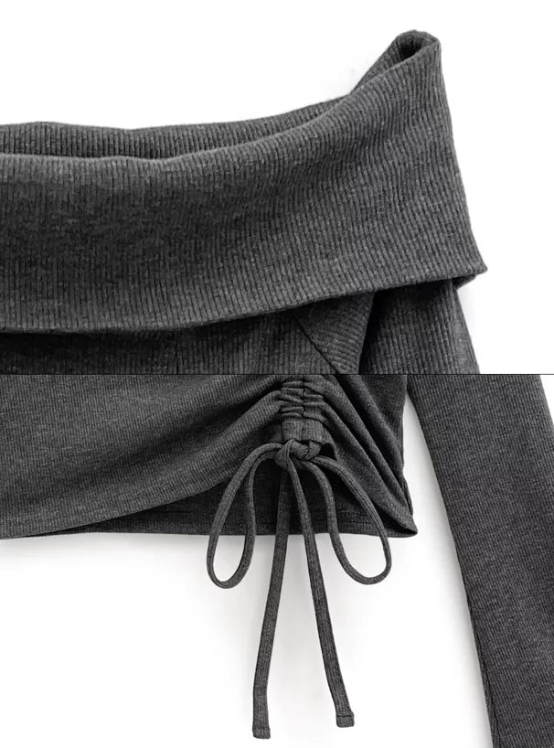 GRL 抽繩喇叭袖露肩上衣 3色 [TP0147]