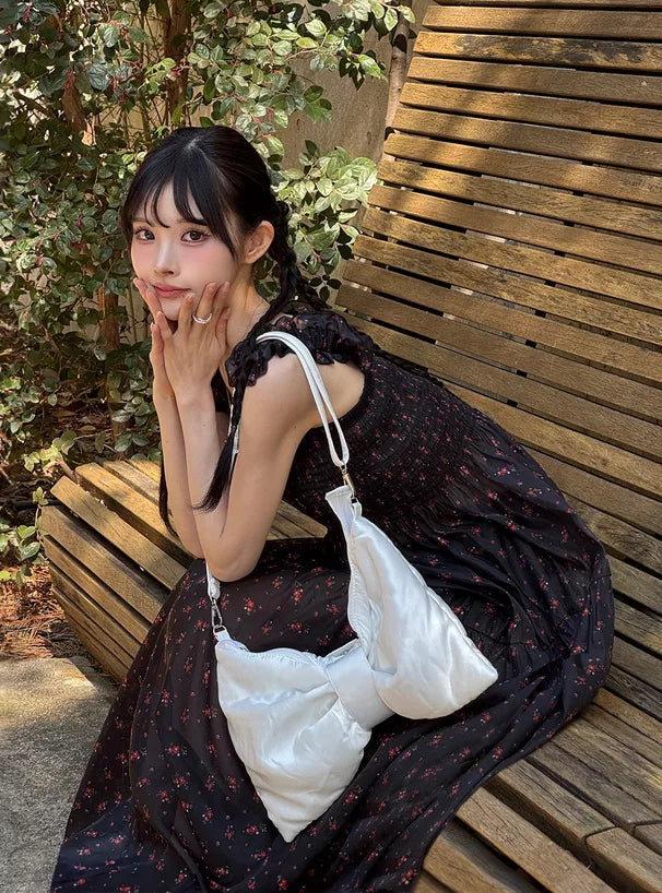 GRL Ruffle肩帶小碎花吊帶連身裙 [OP0196]