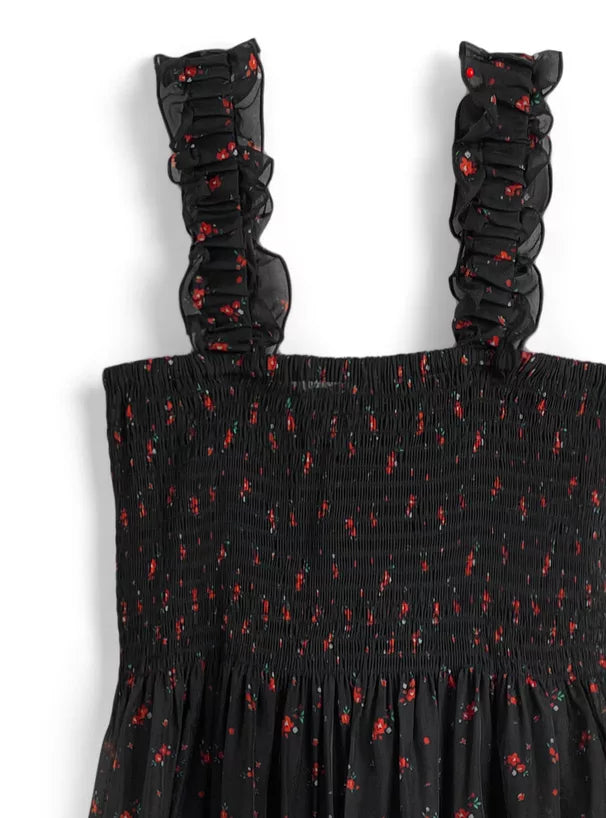 GRL Ruffle肩帶小碎花吊帶連身裙 [OP0196]