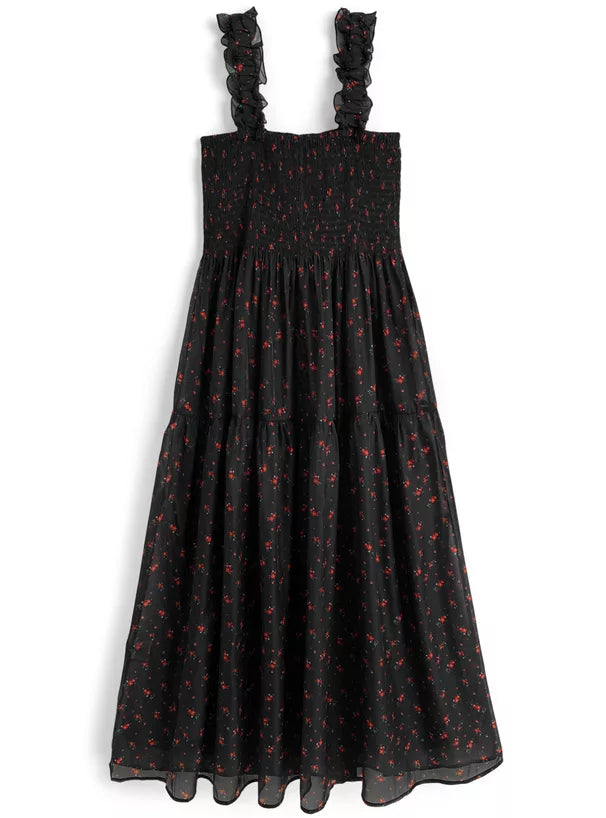 GRL Ruffle肩帶小碎花吊帶連身裙 [OP0196]