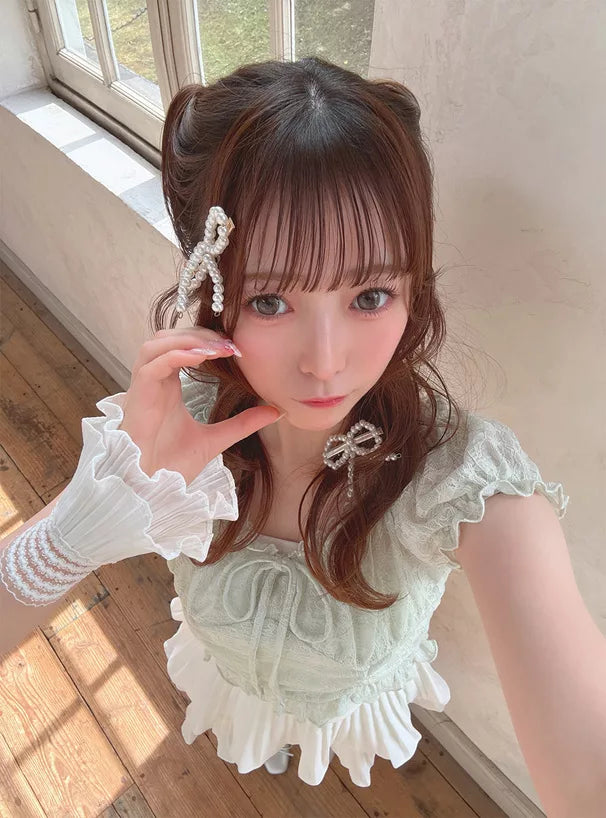 GRL 2way蕾絲蝴蝶結泡泡袖襯衫  [TP354]