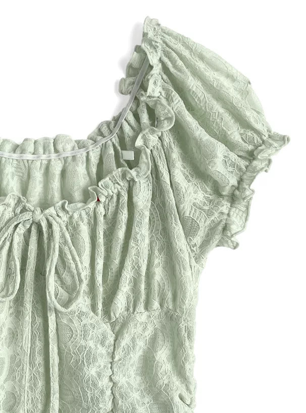 GRL 2way蕾絲蝴蝶結泡泡袖襯衫  [TP354]