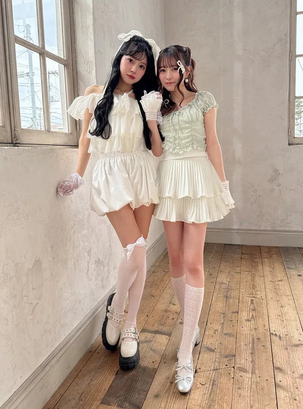 GRL 2way蕾絲蝴蝶結泡泡袖襯衫  [TP354]