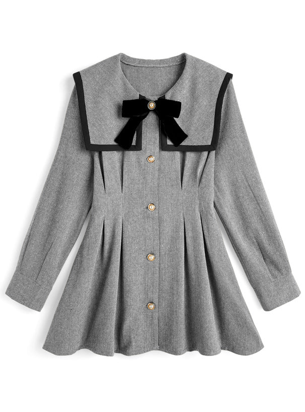 GRL 蝴蝶結大領子連身裙 2色 [OP0220]