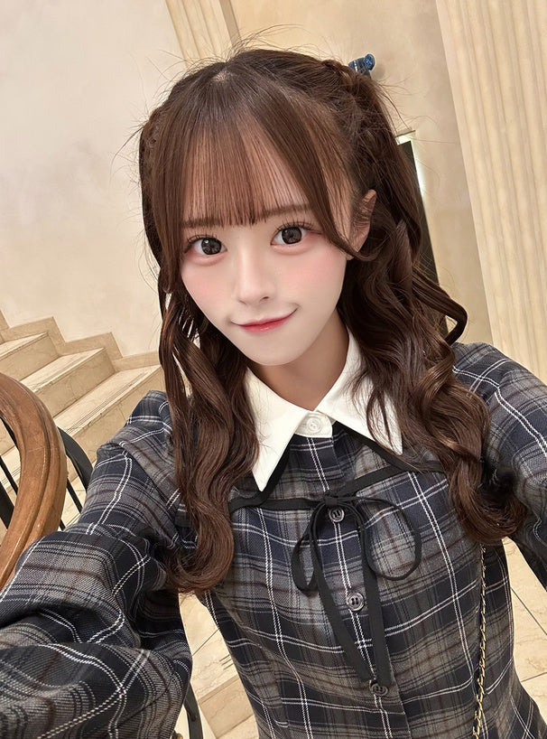 GRL 蝴蝶結格紋連身裙 [OP0217]