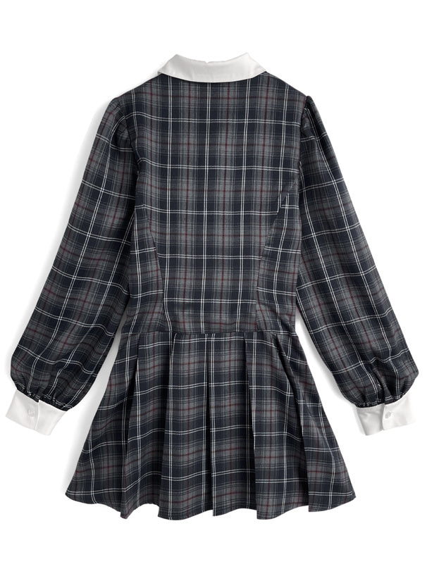 GRL 蝴蝶結格紋連身裙 [OP0217]