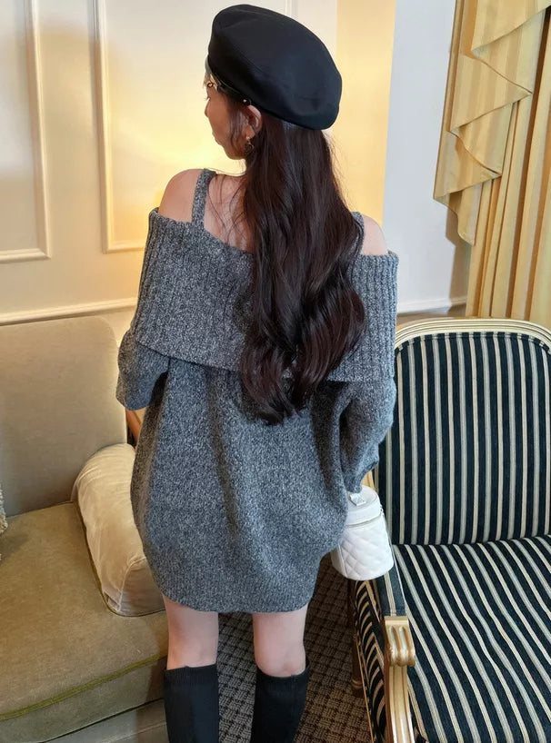 GRL 露肩針織連身裙 2色 [OP0182]