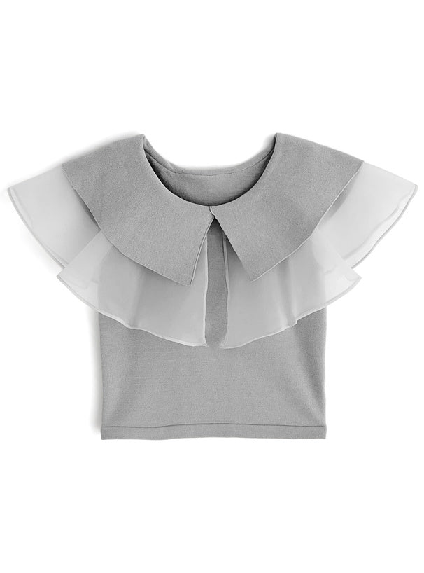 GRL 薄紗大領無袖針織上衣 3色 [TP070]