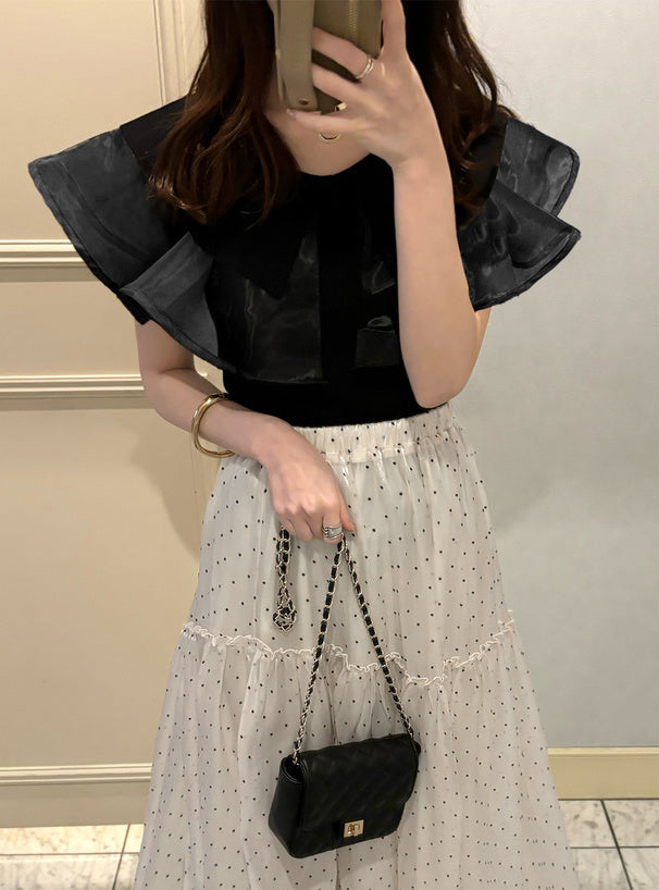 GRL 薄紗大領無袖針織上衣 3色 [TP070]