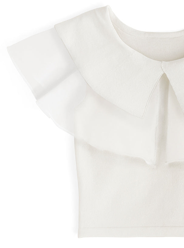 GRL 薄紗大領無袖針織上衣 3色 [TP070]