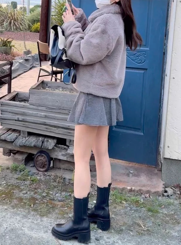 GRL 毛茸茸短款外套 4色 [OT0138]