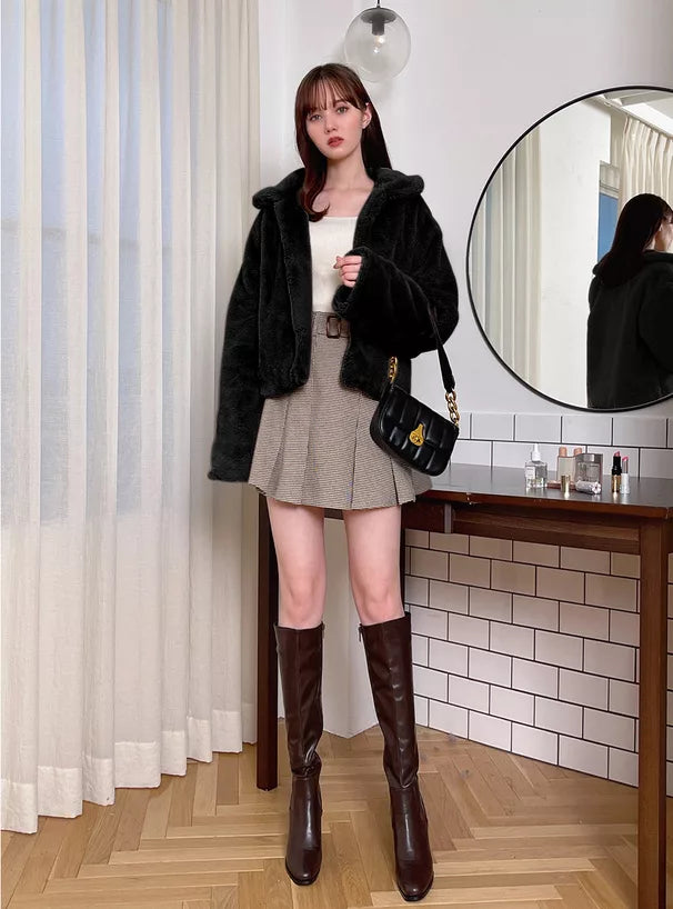 GRL 毛茸茸短款外套 4色 [OT0138]