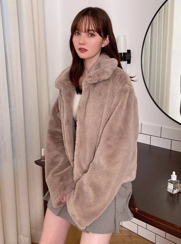 GRL 毛茸茸短款外套 4色 [OT0138]