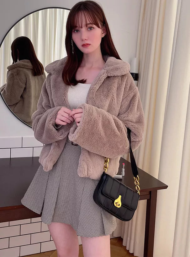 GRL 毛茸茸短款外套 4色 [OT0138]