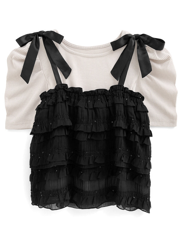 GRL Ruffle小珠片吊帶連上衣套裝 [TP061]