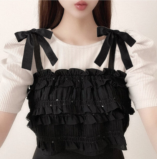 GRL Ruffle小珠片吊帶連上衣套裝 [TP061]