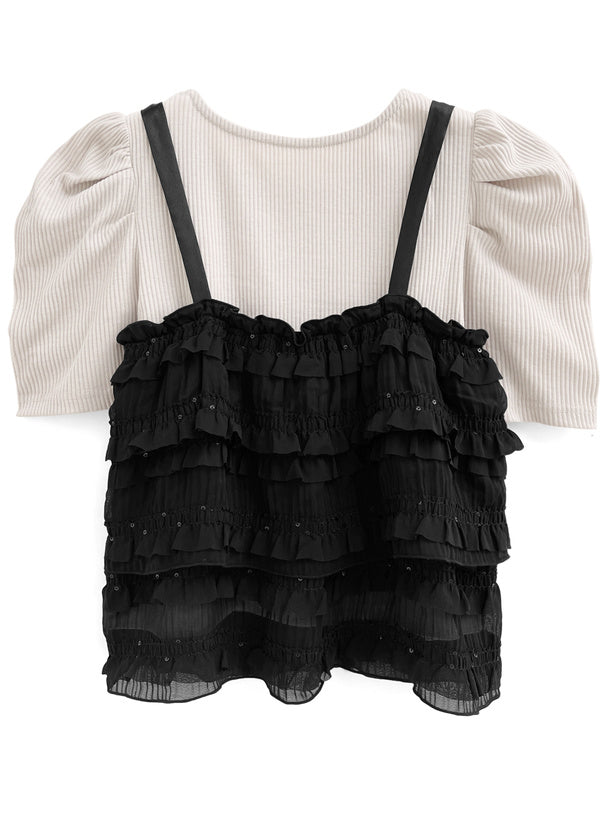 GRL Ruffle小珠片吊帶連上衣套裝 [TP061]