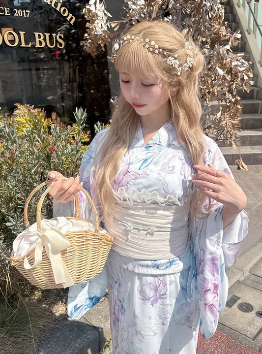 GRL 2way水彩風花卉浴衣 3件組 [YKT11]