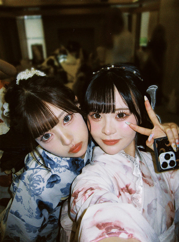 GRL 2way 粉色花卉浴衣 3件組 2色 [YKT04]