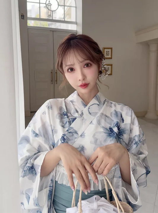 GRL 2way淡藍色水彩花卉 3件組 [YKT03]