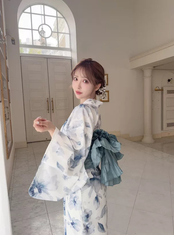 GRL 2way淡藍色水彩花卉 3件組 [YKT03]