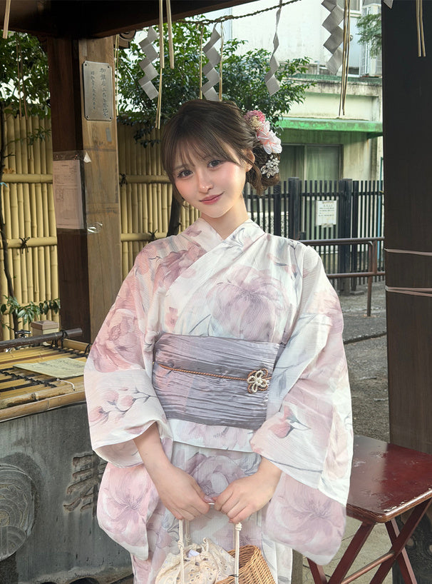 GRL 2way 粉色花卉浴衣 3件組 [YKT17]