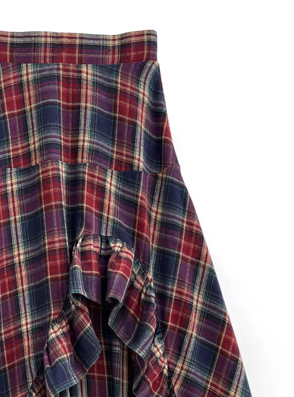 GRL 格子前開叉Ruffle邊魚尾裙 [BT0141]