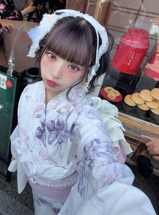 GRL 2way 粉紅色拼淡紫色花卉浴衣 3件組 [YKT16]