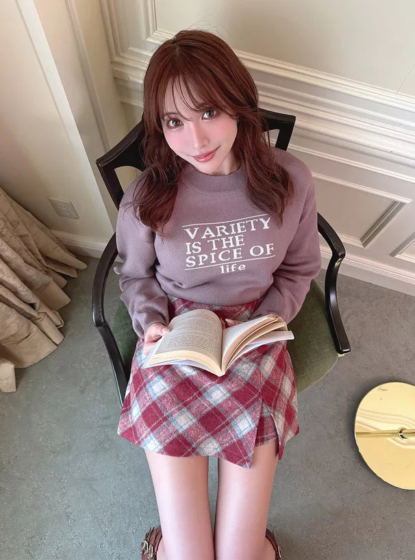 GRL 斜紋格紋絨布短裙 [BT0139]