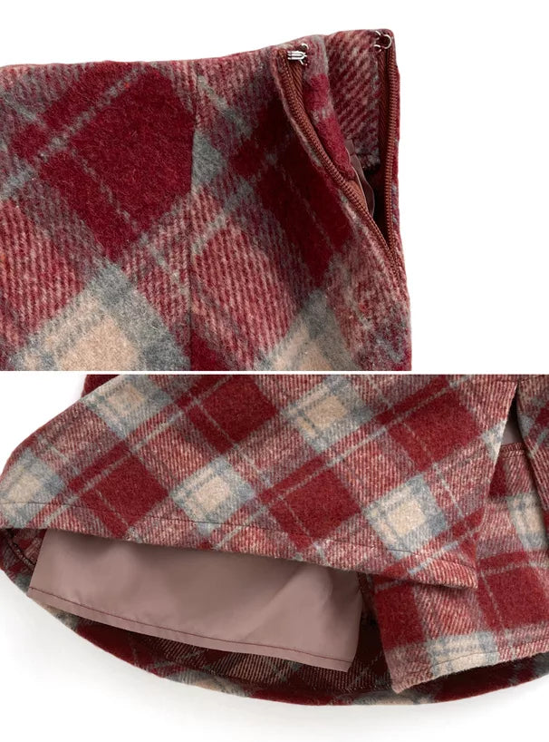 GRL 斜紋格紋絨布短裙 [BT0139]