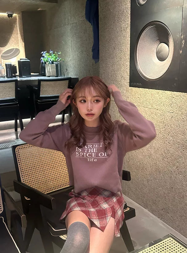 GRL 斜紋格紋絨布短裙 [BT0139]