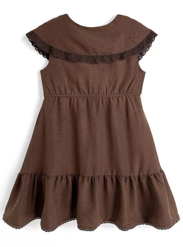 GRL 蝴蝶結綁帶荷葉邊領蕾絲連身裙 3色 [OP0207]