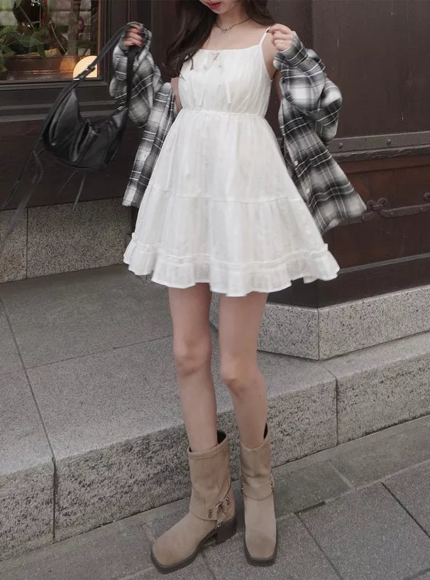 GRL 棉質荷葉邊吊帶裙 2色 [OP343]