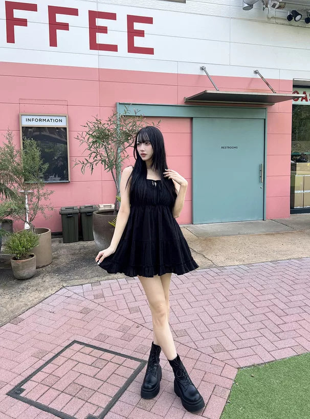 GRL 棉質荷葉邊吊帶裙 2色 [OP343]