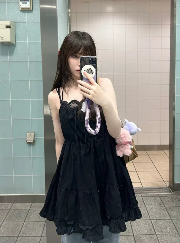 GRL 棉質荷葉邊吊帶裙 2色 [OP343]