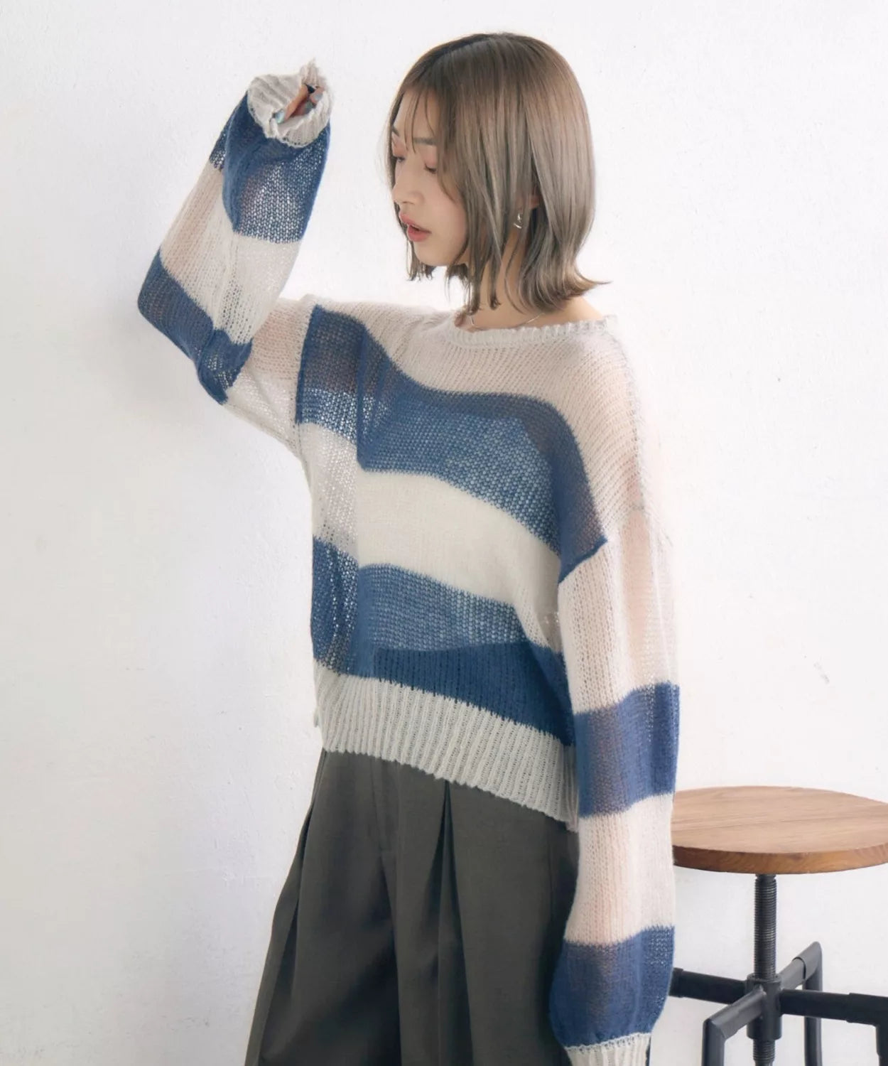 retro girl 橫間針織上衣 [TP363]