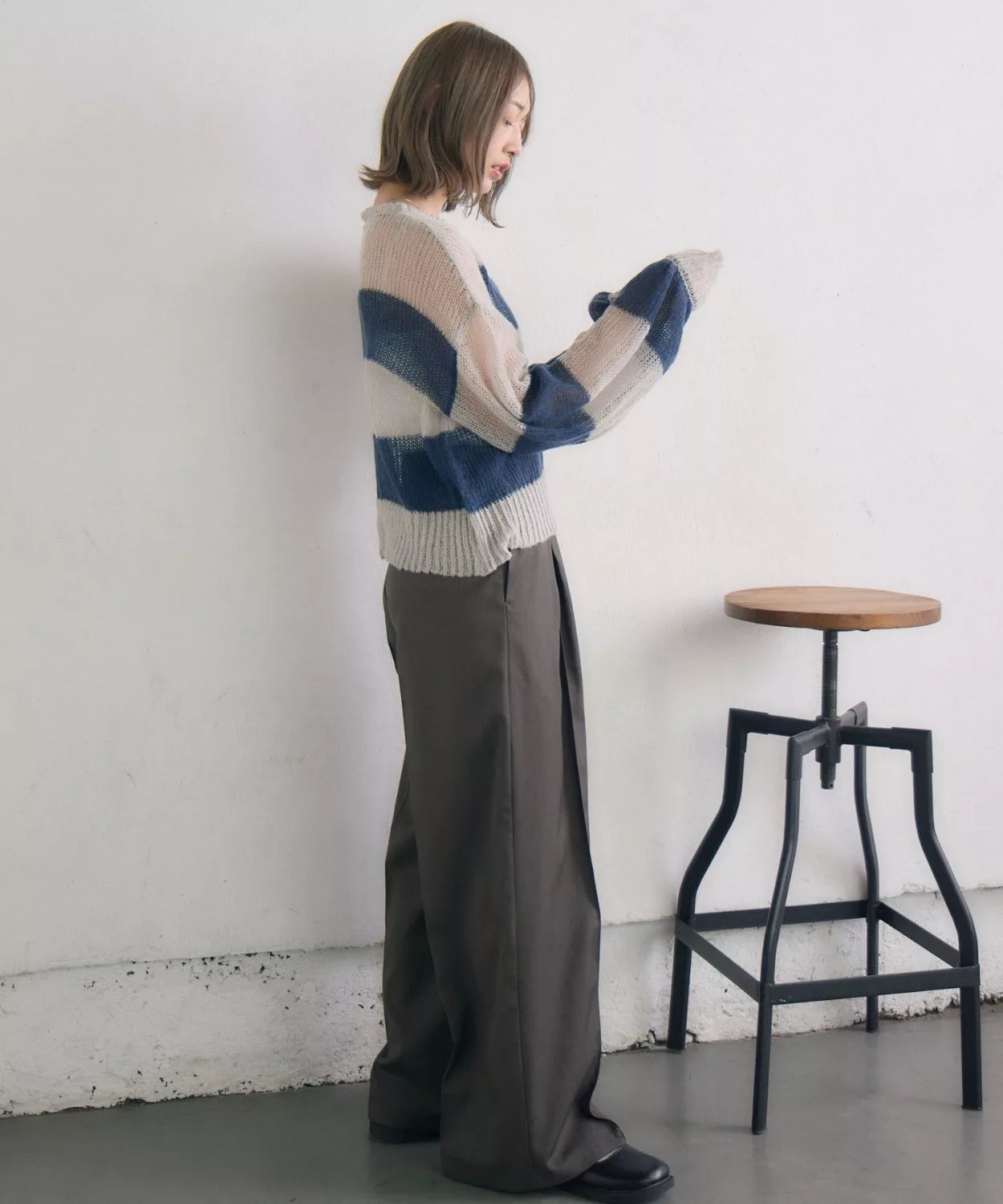 retro girl 橫間針織上衣 [TP363]