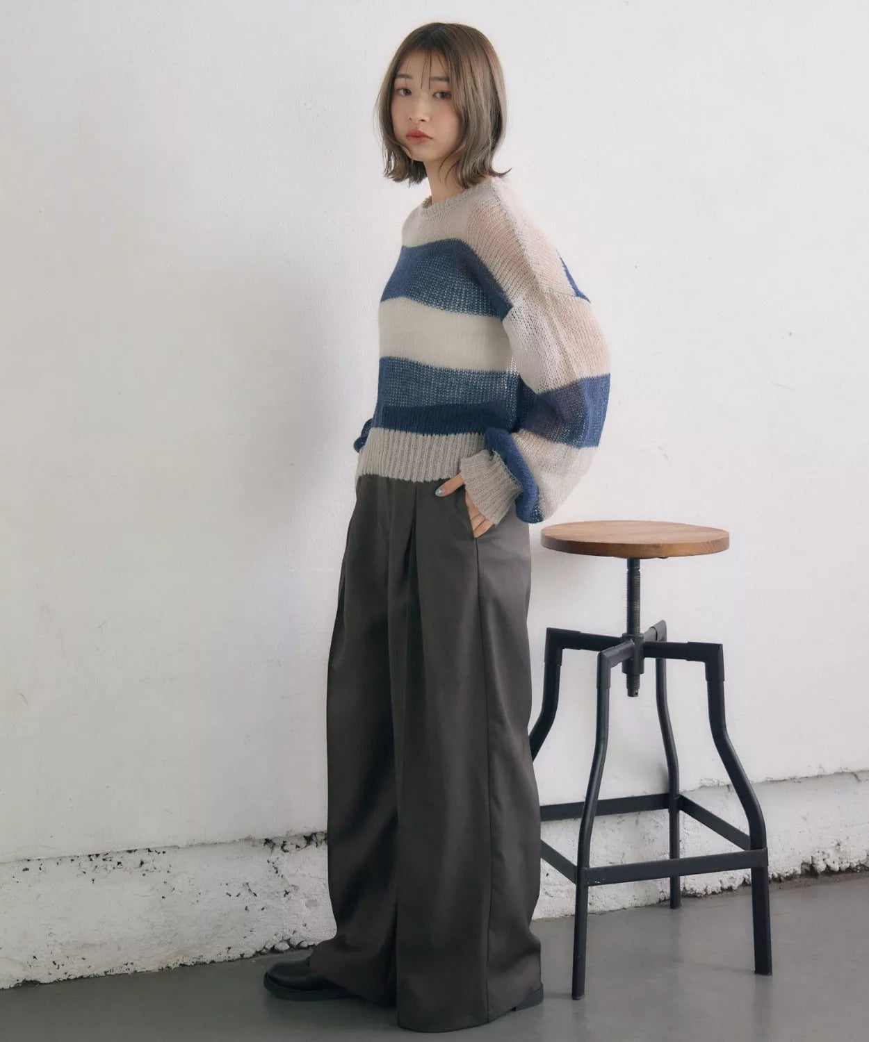 retro girl 橫間針織上衣 [TP363]