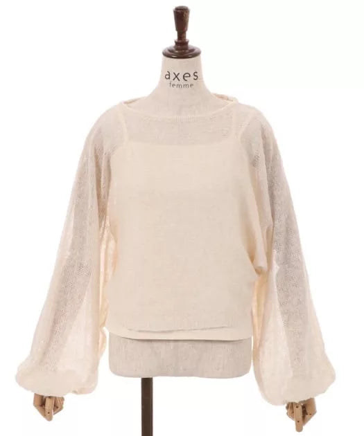 axes Femme 馬海毛後綁帶針織衫×小背心套裝 [TP364]