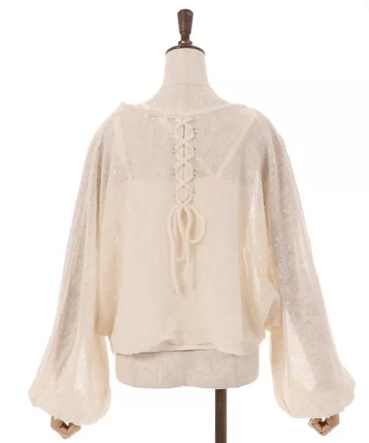 axes Femme 馬海毛後綁帶針織衫×小背心套裝 [TP364]