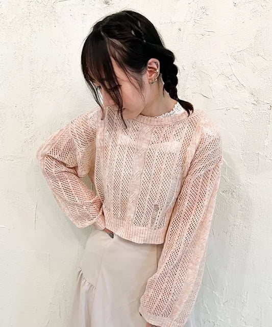 axes femme 2WAY 破損感的馬海毛針織衫 ［TP365］