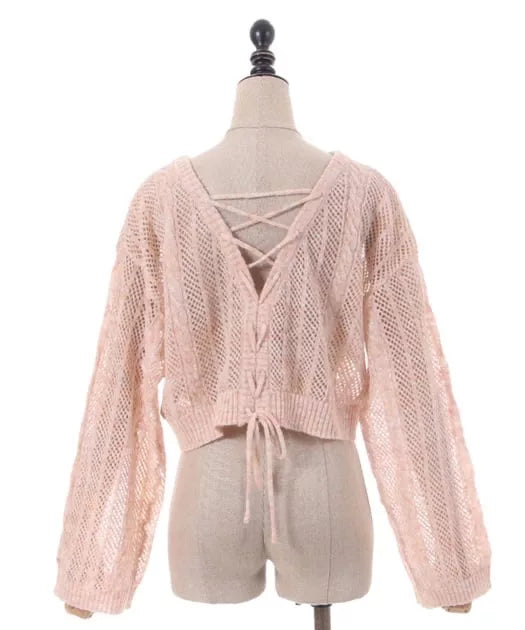 axes femme 2WAY 破損感的馬海毛針織衫 ［TP365］