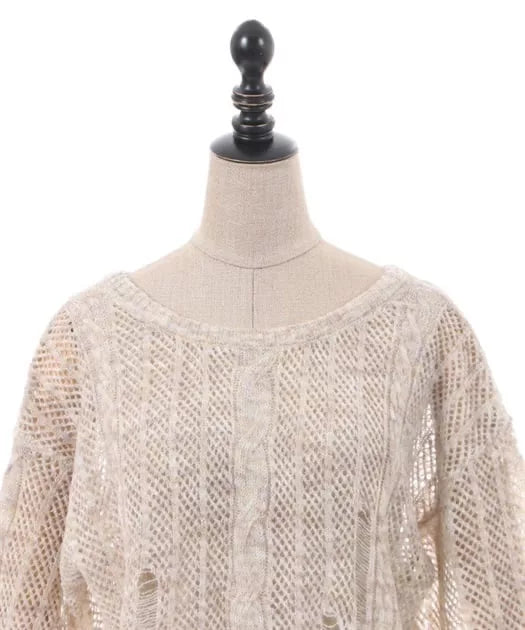 axes femme 2WAY 破損感的馬海毛針織衫 ［TP365］