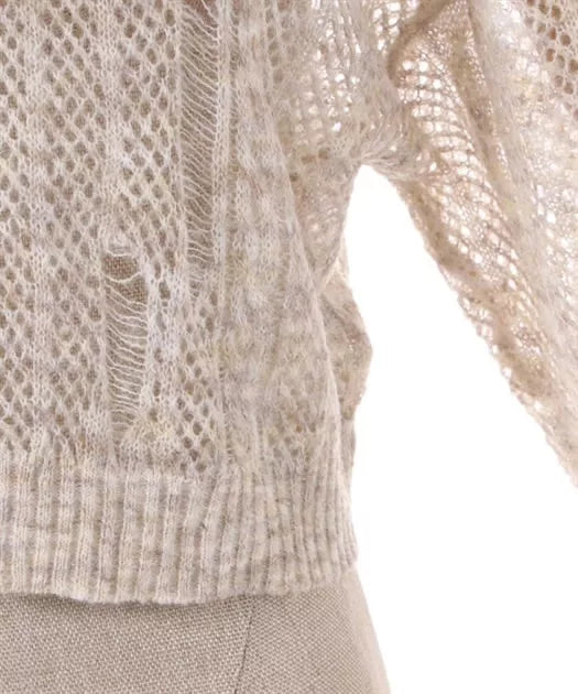 axes femme 2WAY 破損感的馬海毛針織衫 ［TP365］