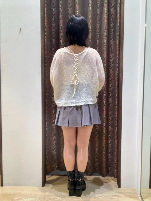 axes Femme 馬海毛後綁帶針織衫×小背心套裝 [TP364]