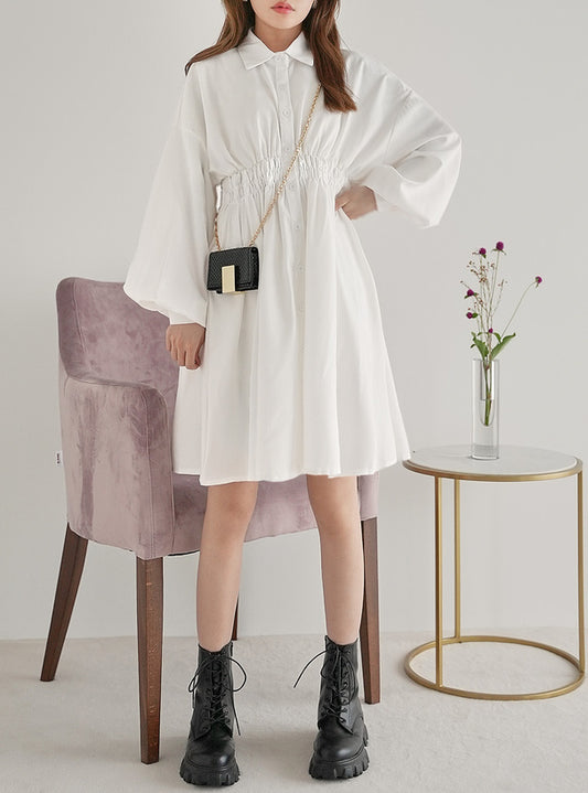 GRL 泡泡袖襯衫連身裙 2色 [OP0113]