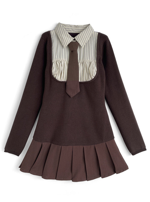 GRL 學院風襯衫式針織連身裙 2色 [OP0225]